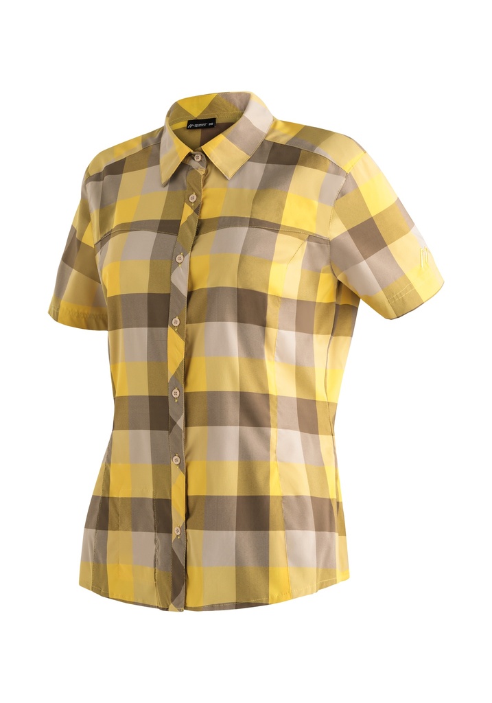 women's shirt Maier Sports KENDRA S/S W yellow check