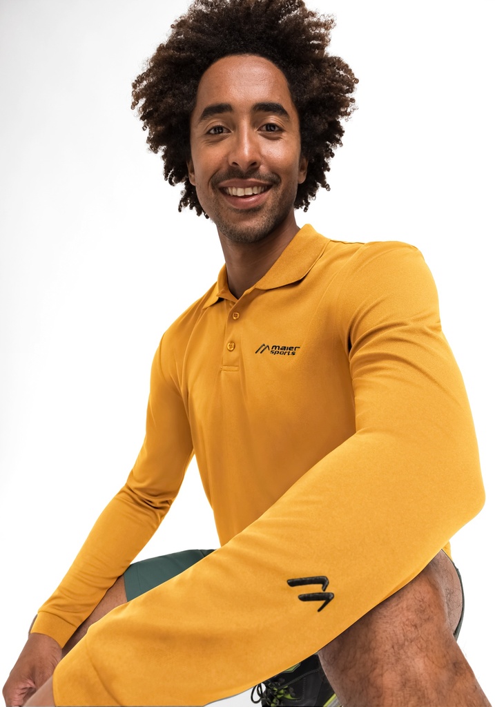 men's polo shirt Maier Sports ULRICH L/S orange glow