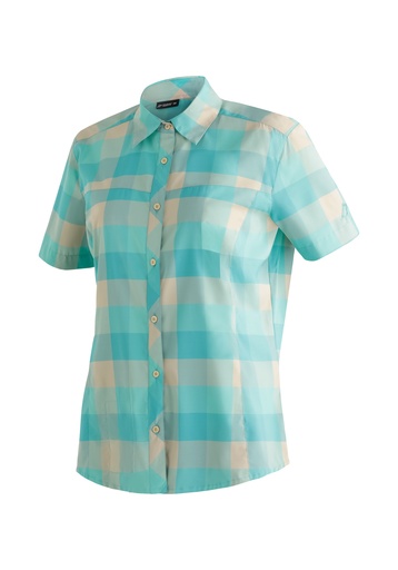 women's shirt Maier Sports KENDRA S/S W turquoise check